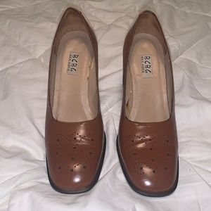 BCBG Max Azria Dark Tan Leather Heels